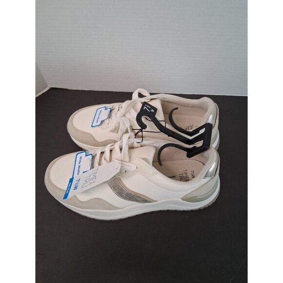 Time & Tru Women's Sneakers 7.5 W Memory Foam Chunky Jogger Wide Tan Lace Up NWT - Picture 1 of 13